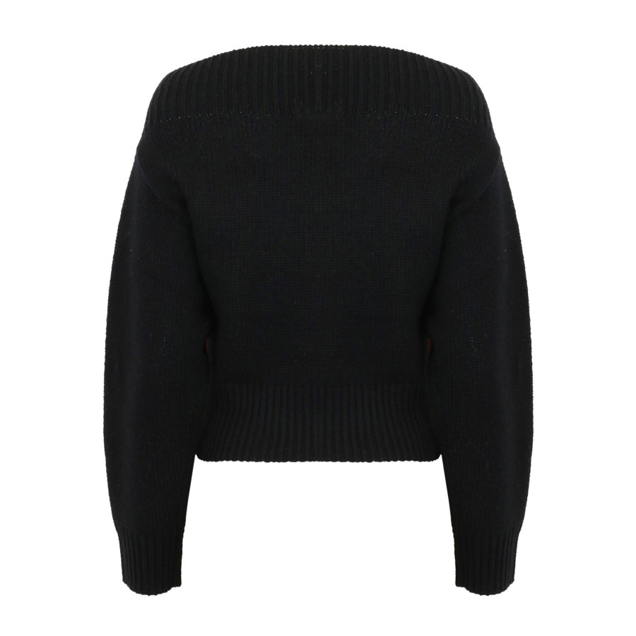 Clothing Hellessy | Brady Fringe Off-The-Shoulder Sweater Black
