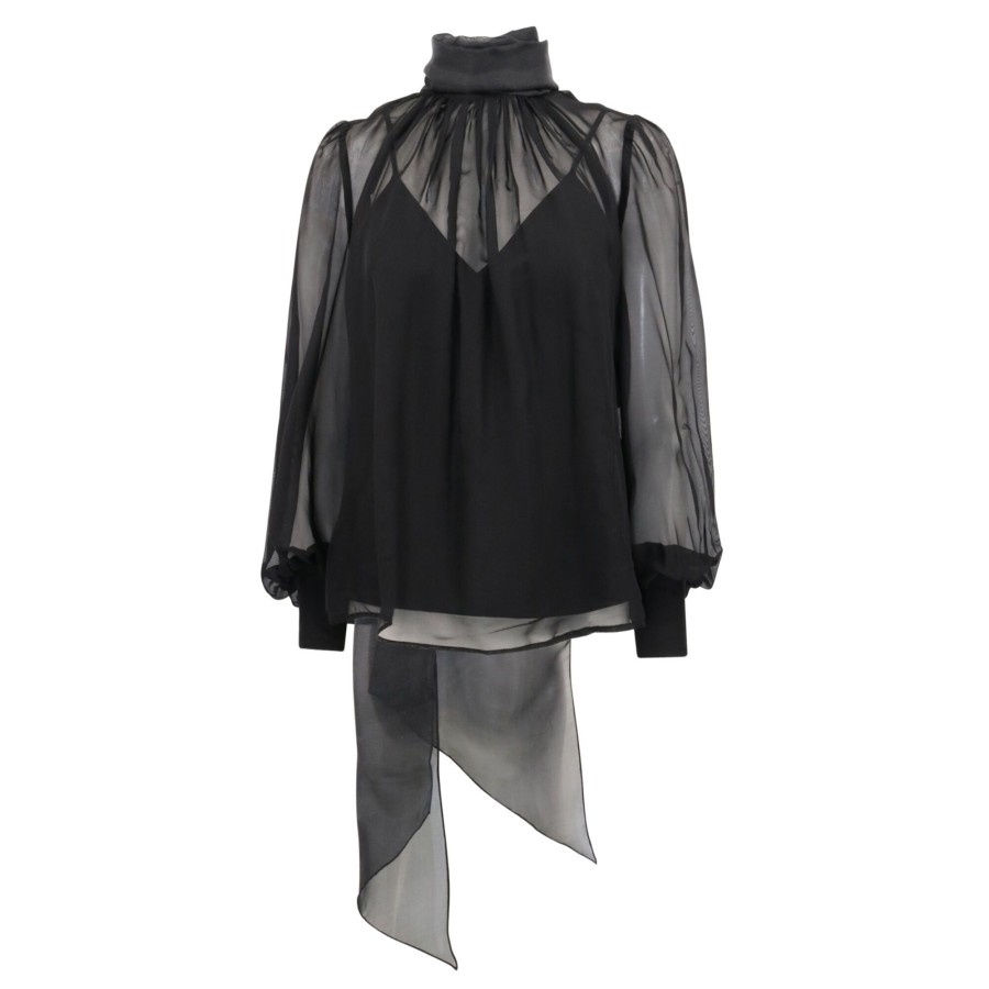 Clothing Leo Lin | Agna Silk Organza Blouse Ebony