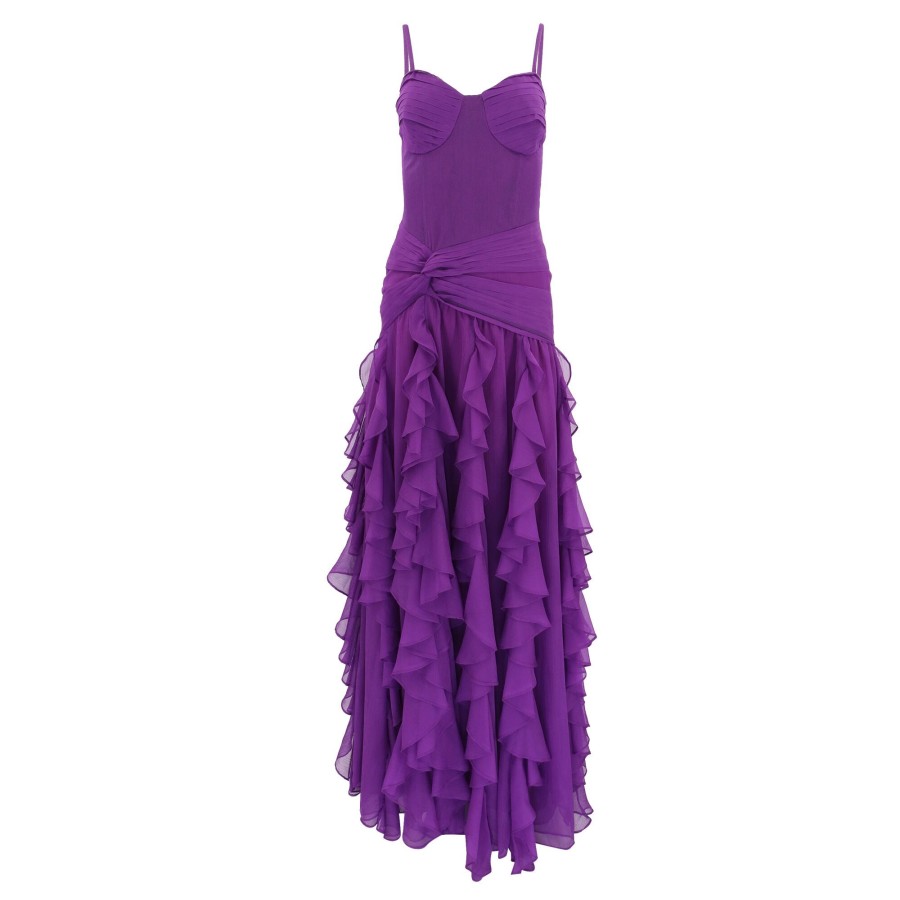 Clothing PatBo | Bustier Ruffle Maxi Dress Purple