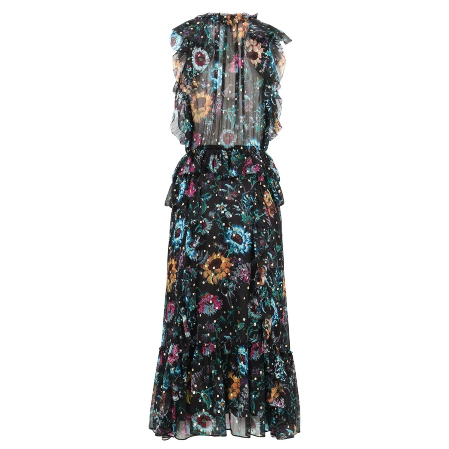 Clothing Ulla Johnson | Adrienne Floral Midi Dress Black Iris