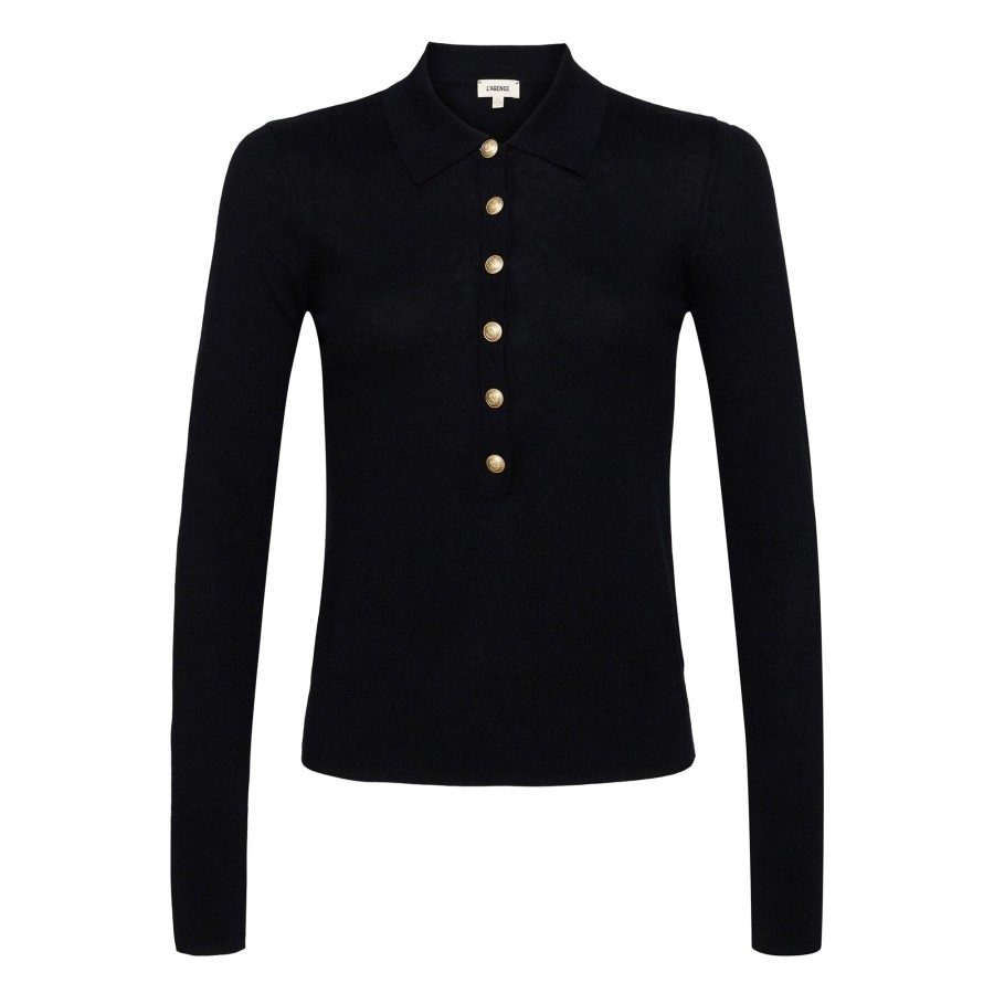 Clothing L'Agence | Sterling Collared Sweater Black/Gold