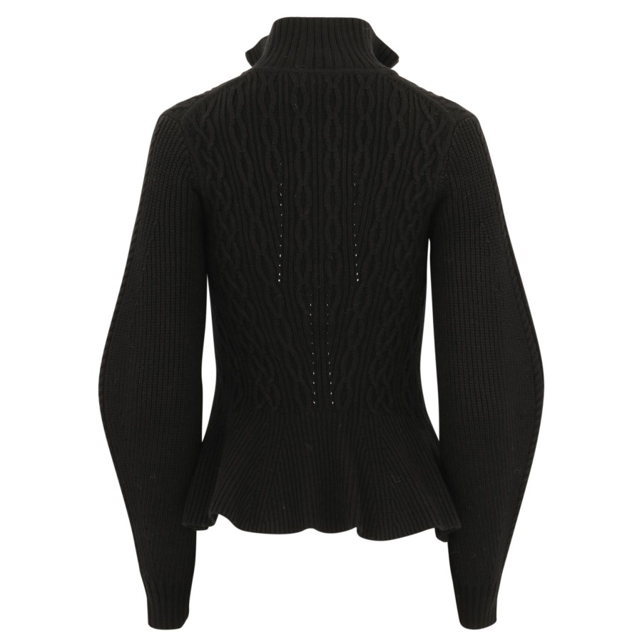 Clothing Simkhai | Susana Long Sleeve Peplum Polo Black