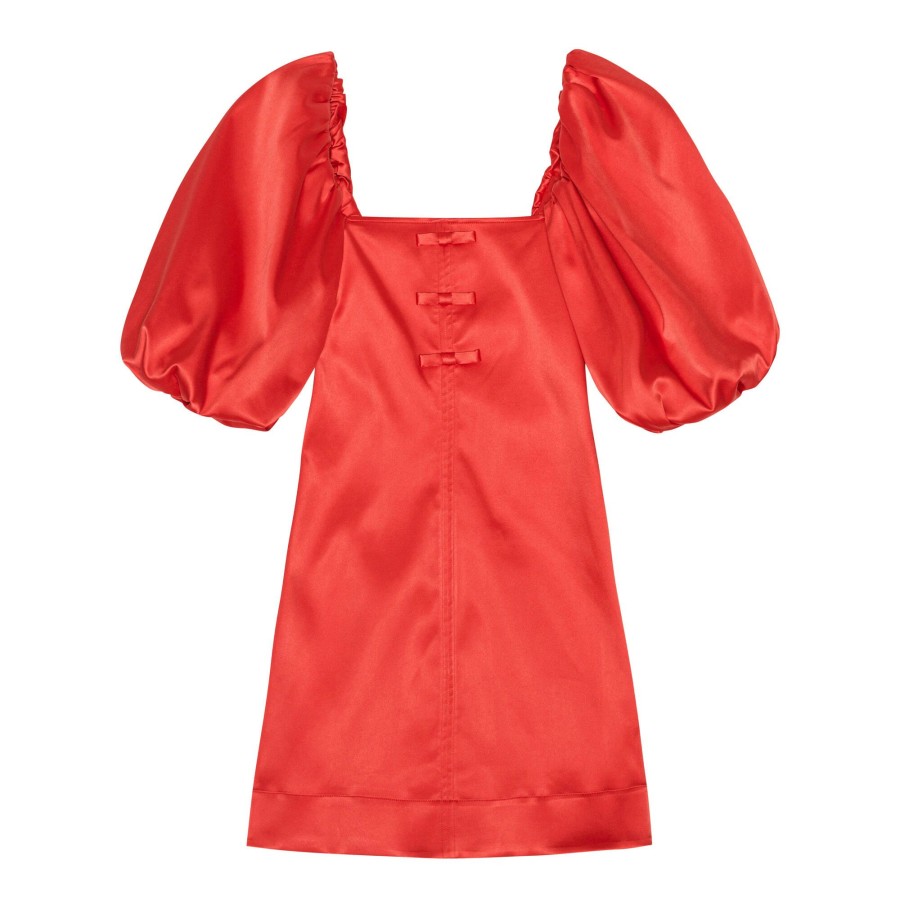 Clothing Ganni | Double Satin Mini Dress Red