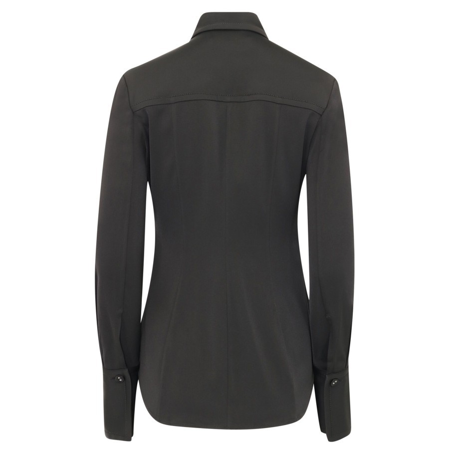 Clothing Another Tomorrow | Bias Seamed Shirt Black
