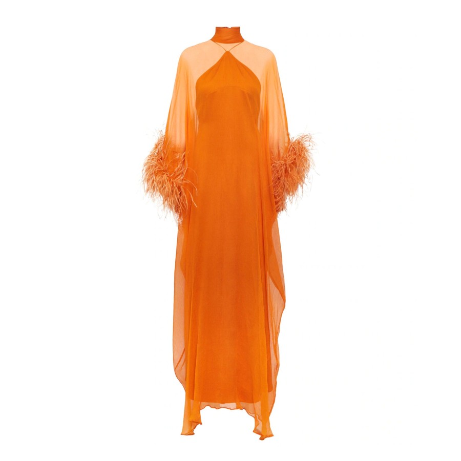 Clothing Taller Marmo | Penelope Feather-Trimmed Kaftan Goldfish