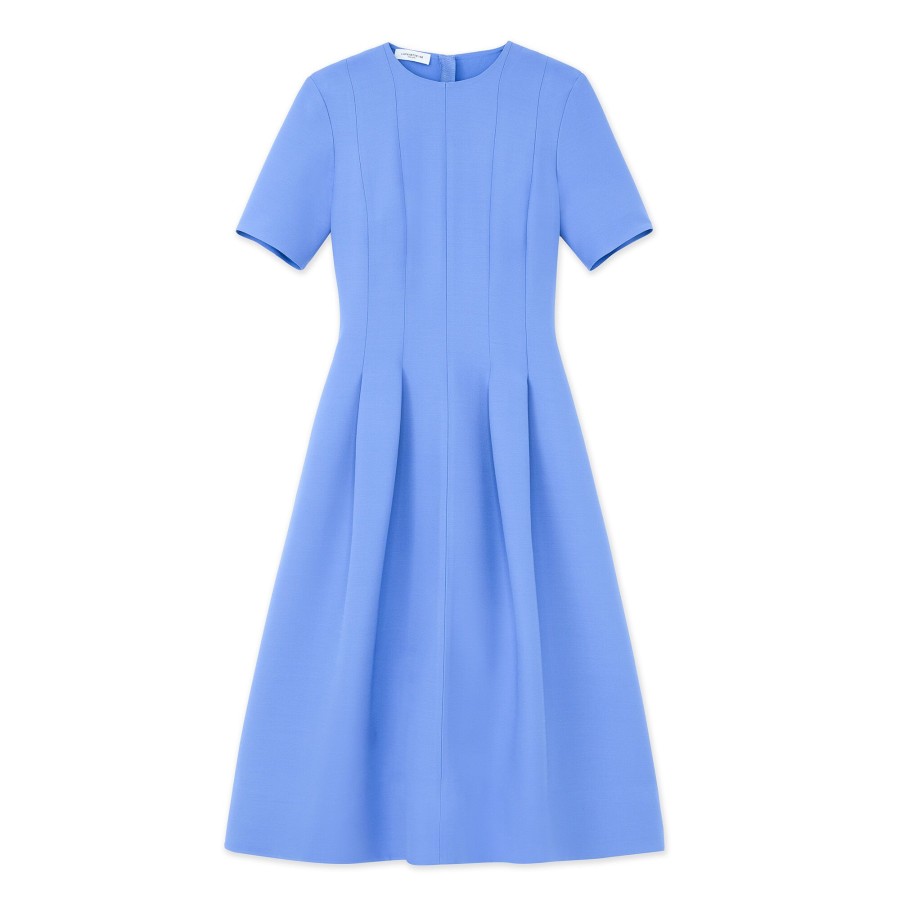 Clothing Lafayette 148 New York | Short Sleeve Flared Dress Blue Iris