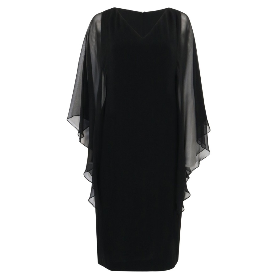 Clothing Tom & Linda Platt | Chiffon Sleeve Butterfly Dress Navy (Out Of Stock)