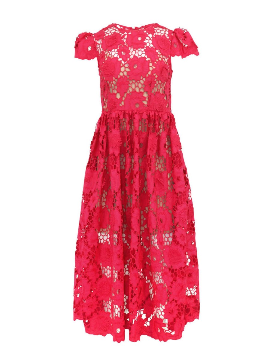 Clothing Self-Portrait | Poppy Midi Dress Red