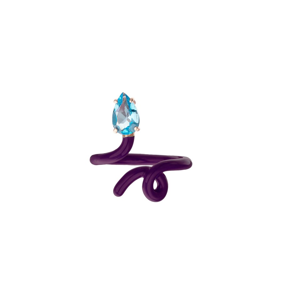Jewelry Bea Bongiasca | Baby Vine Blue Topaz Tendril Ring Deep Purple