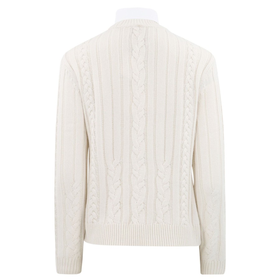 Clothing Twp | Cable Sweater With Collar Ivory