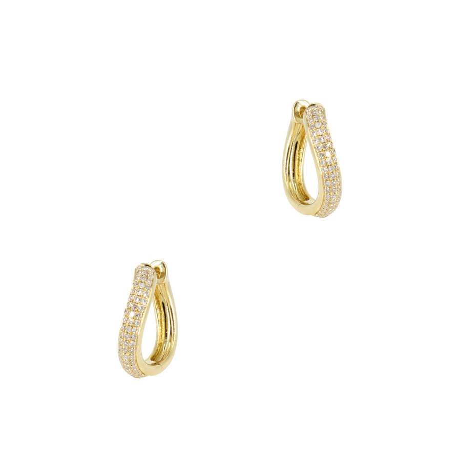 Jewelry Zofia Day | Petite Pave Wave Huggies 14K