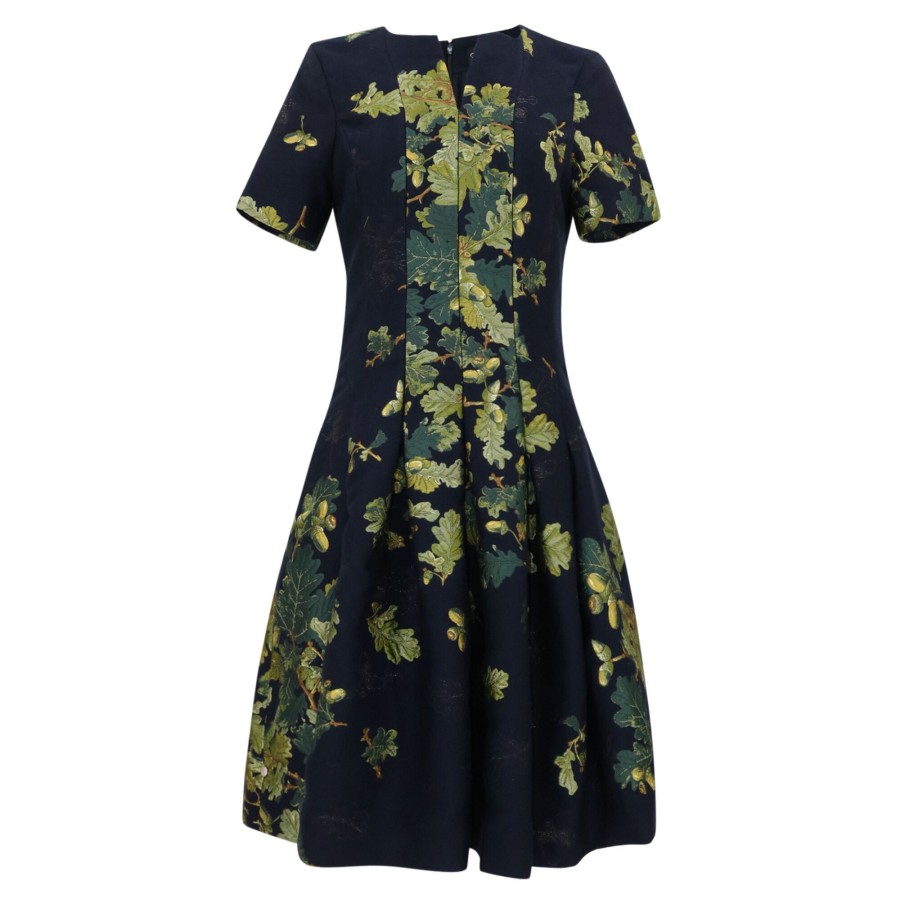 Clothing Oscar de la Renta | Acorn-Print Jacquard Dress Green/Navy