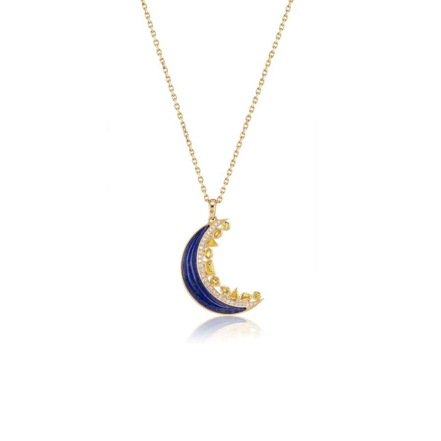 Jewelry Sorellina | Monroe Crescent Moon Necklace Blue