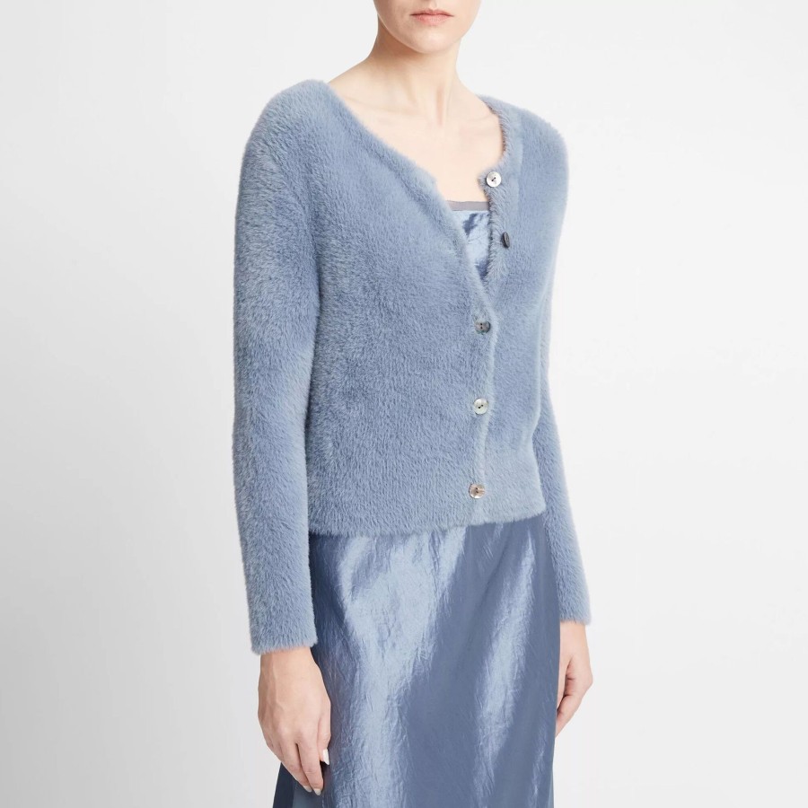 Clothing Vince | Eyelash Cardigan Iris Smoke