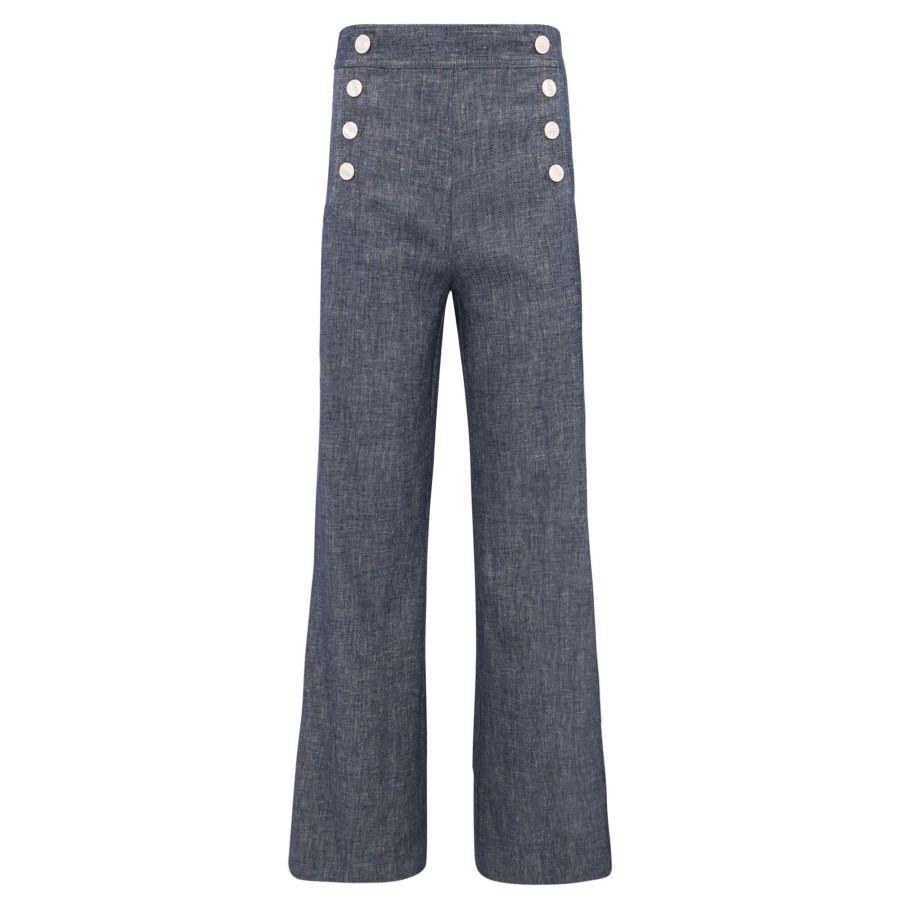 Clothing Derek Lam 10 Crosby | Massimo Wide Leg Sailor Pants Indigo