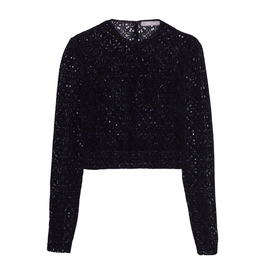 Clothing Lela Rose | Lace Crop Top Black