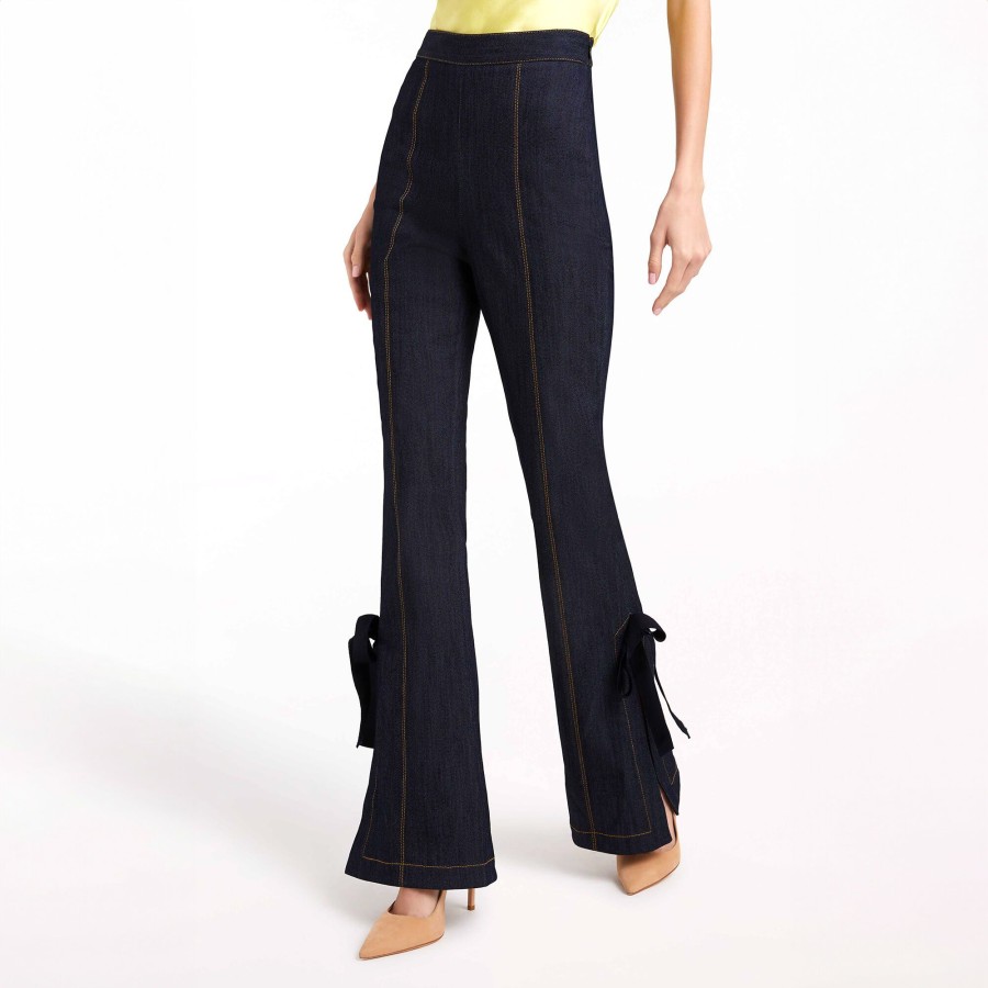 Clothing Cinq à Sept | Long Lou High-Rise Stretch Flare Slit Jean Indigo