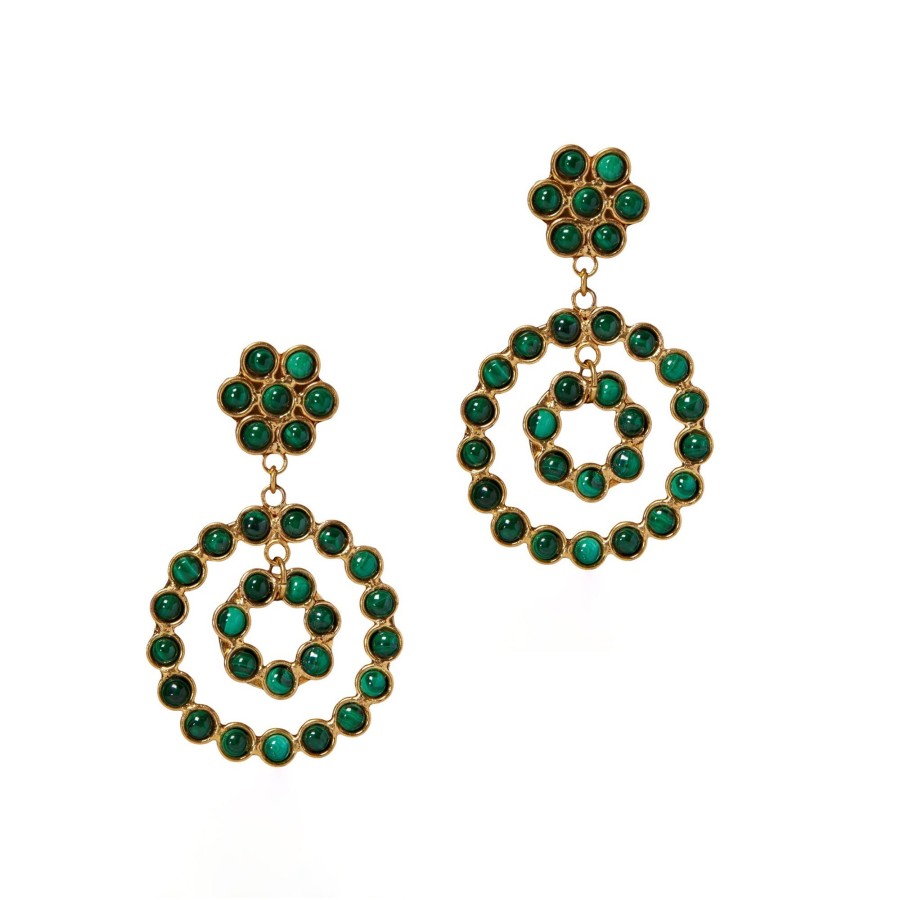 Jewelry Sylvia Toledano | Mini Flower Earrings Malachite