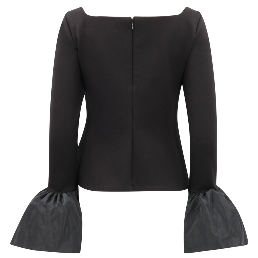 Clothing Staud | Paige Bell-Sleeve Bateau Top Black