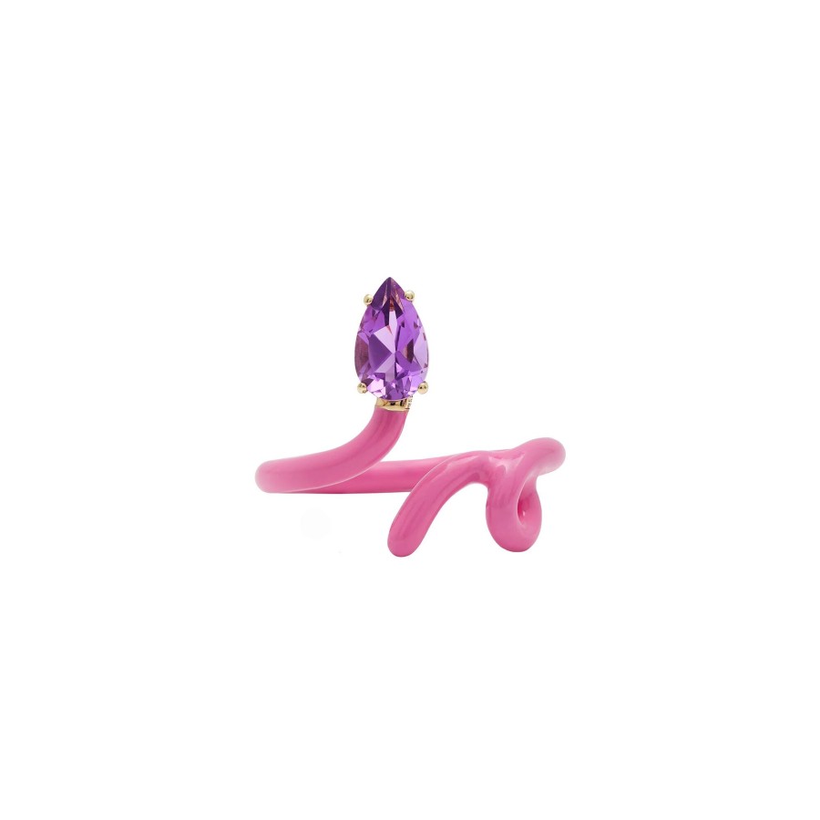 Jewelry Bea Bongiasca | Baby Vine Amethyst Tendril Ring Pink