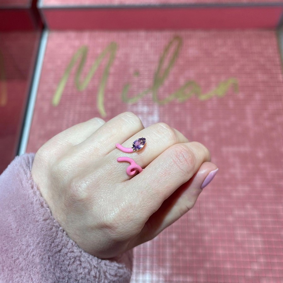 Jewelry Bea Bongiasca | Baby Vine Amethyst Tendril Ring Pink