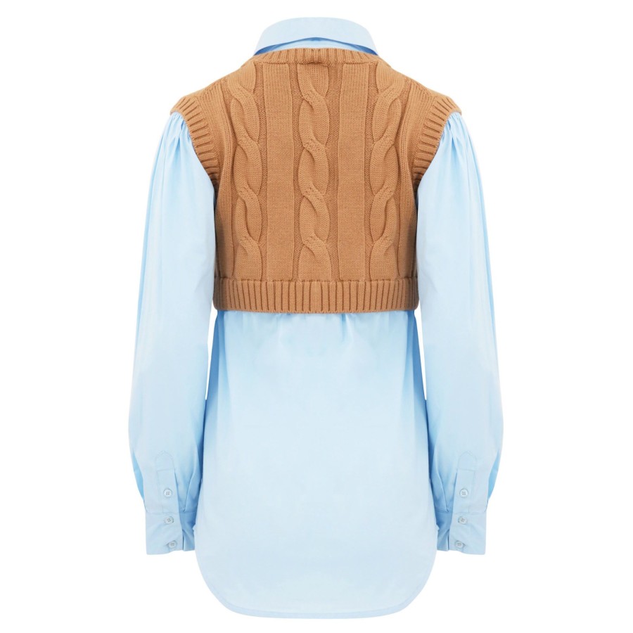 Clothing Staud | Cooper Knit Vest Top Camel French Blue