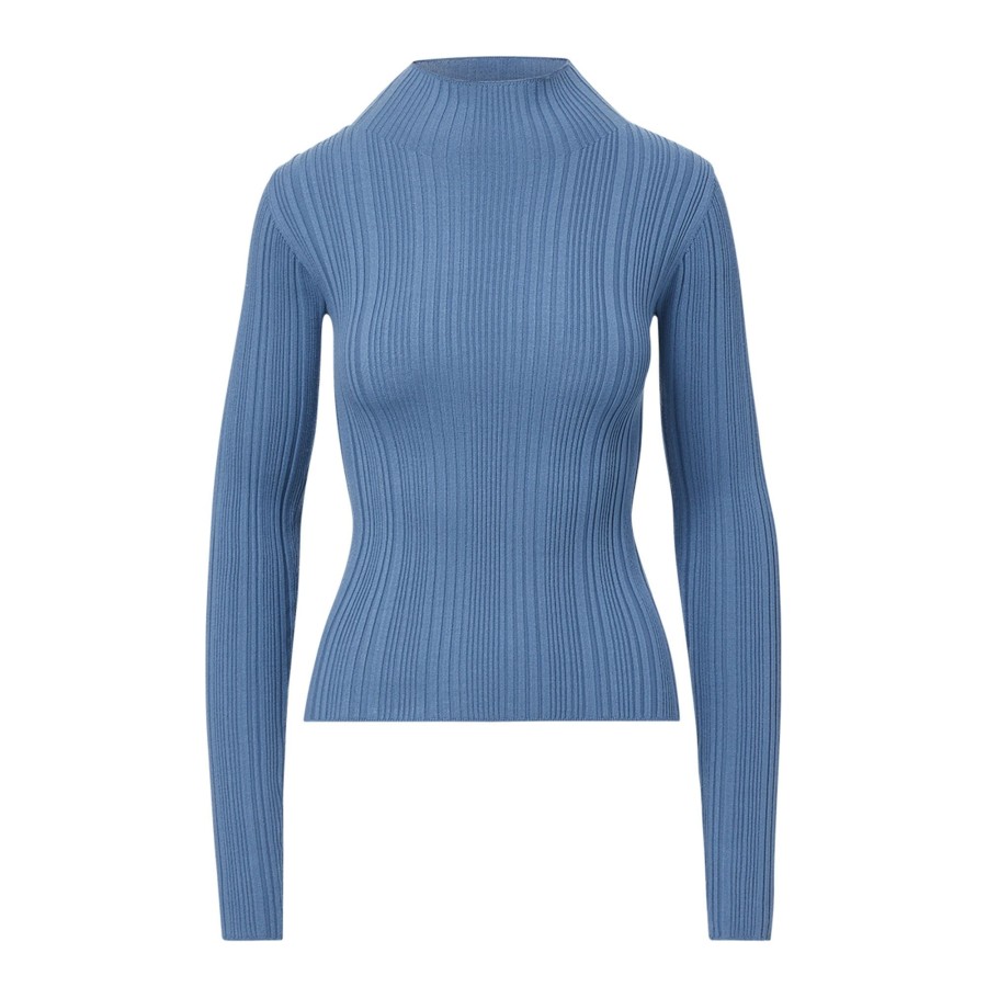Clothing Veronica Beard | Vinny Ribbed Pullover Classic Blue