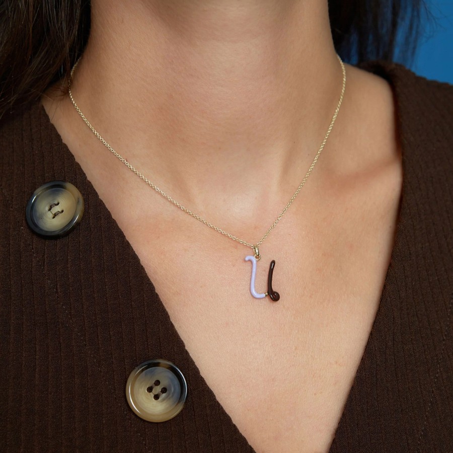 Jewelry Bea Bongiasca | Letter U Charm Necklace Lavender/Cherry Chocolate