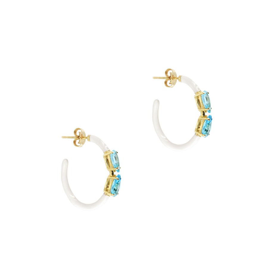 Jewelry Bea Bongiasca | Drop Cut Vine Hoops White