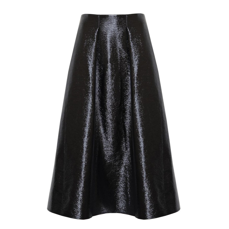 Clothing Hunter Bell | Atlyn Faux Patent Leather Skirt Black