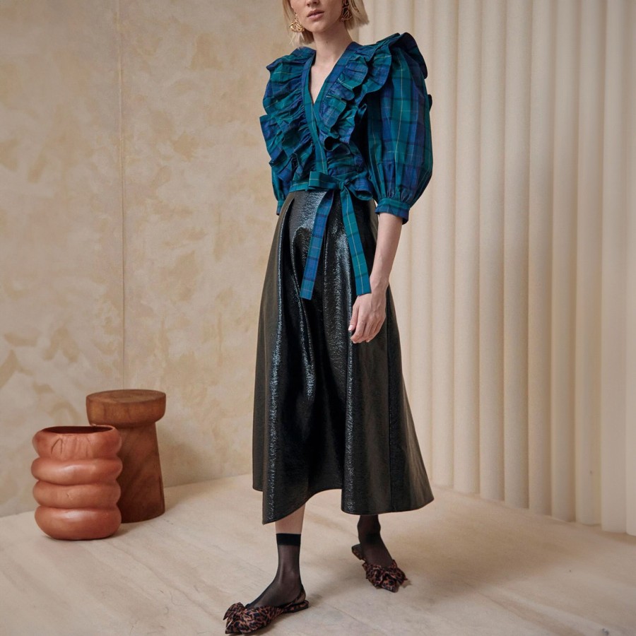Clothing Hunter Bell | Atlyn Faux Patent Leather Skirt Black