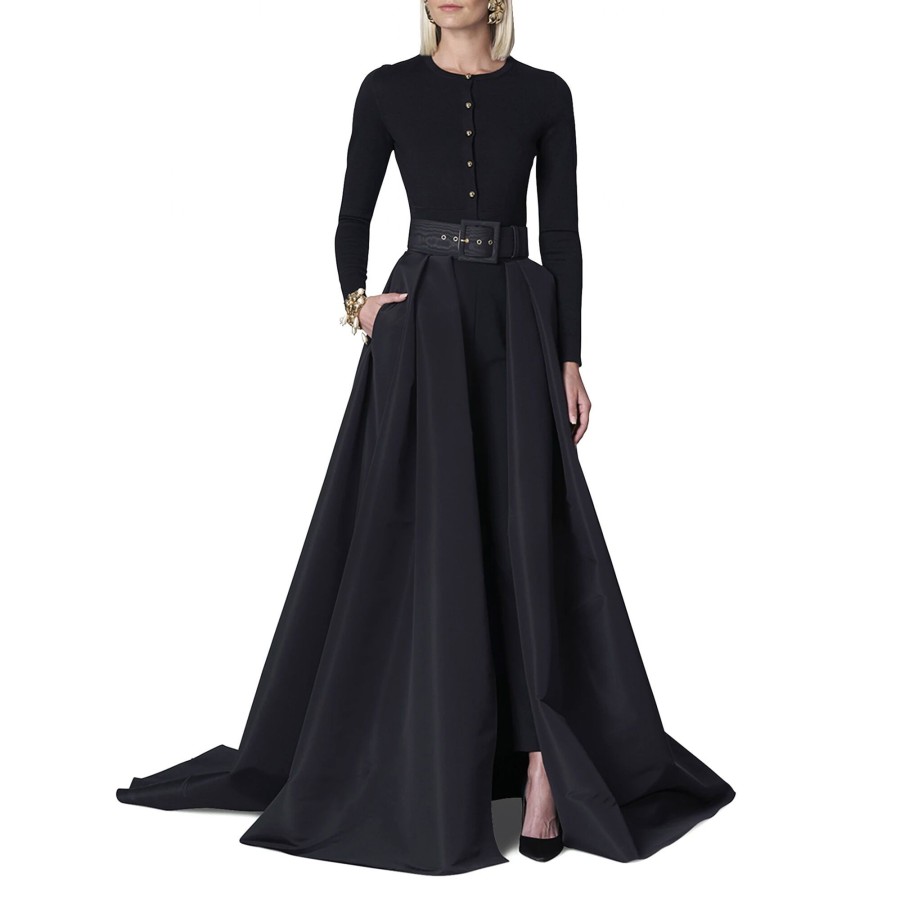 Clothing Carolina Herrera | High-Waist Pant With Attached Ball Overskirt Black