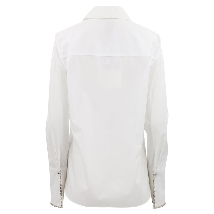 Clothing Twp | Patti High Collared Blouse With Crystals White