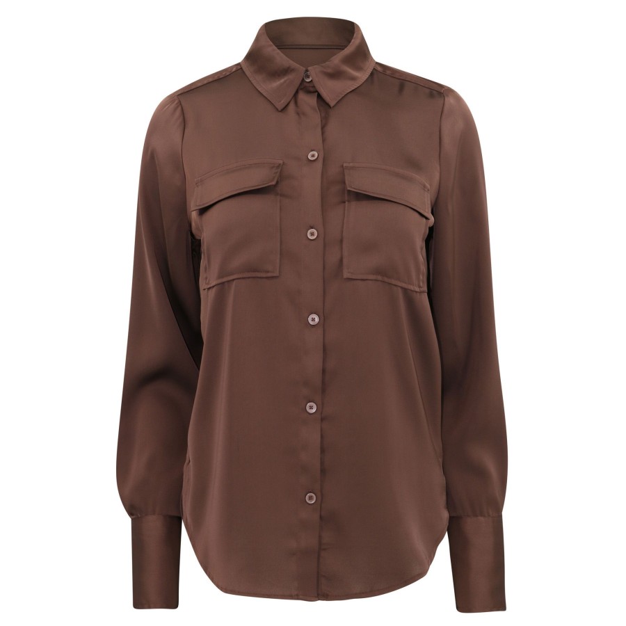 Clothing Derek Lam 10 Crosby | Lorena Buttondown Blouse Choco
