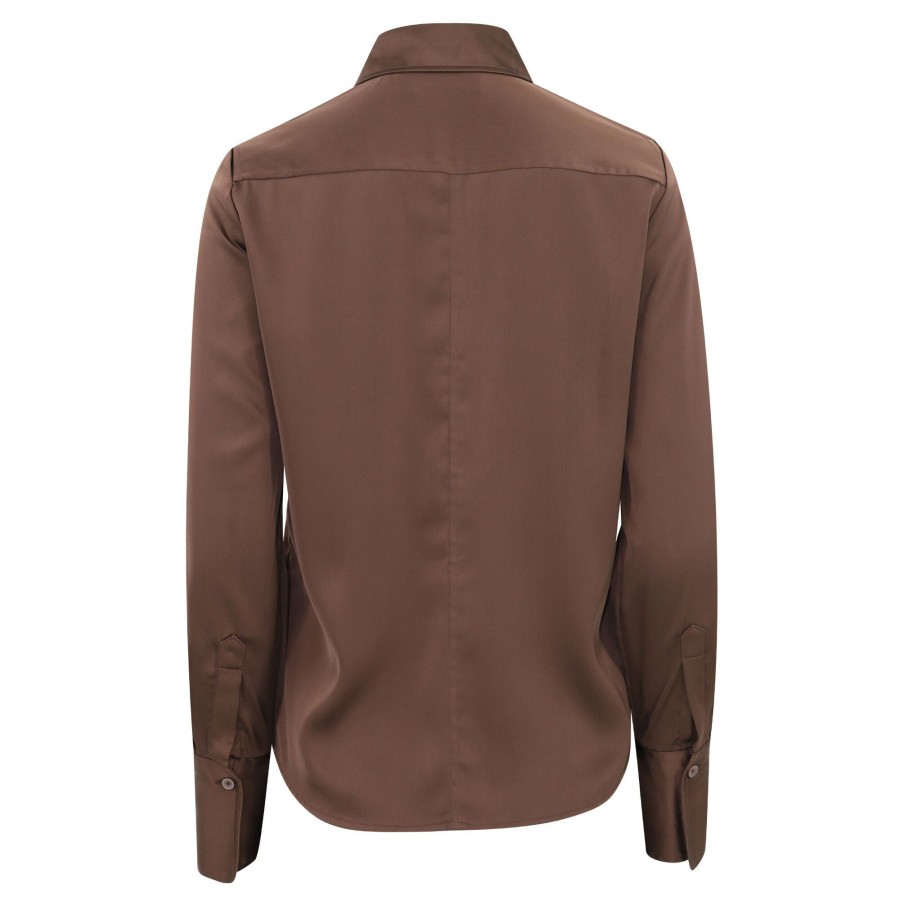Clothing Derek Lam 10 Crosby | Lorena Buttondown Blouse Choco