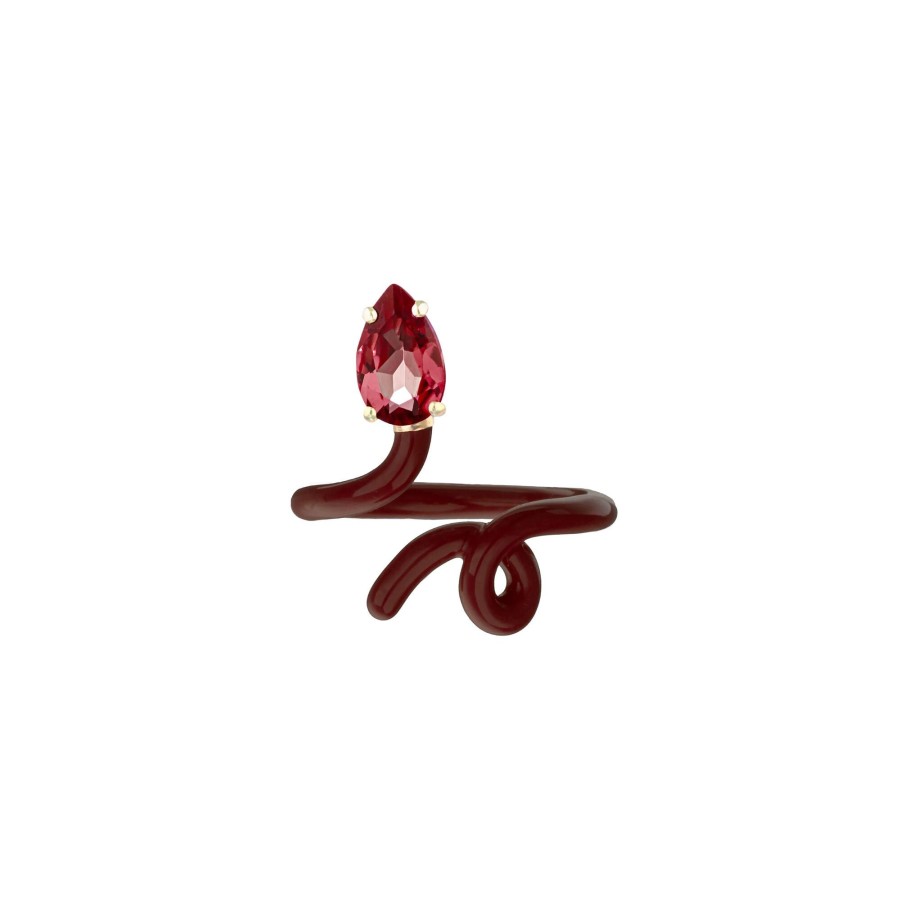 Jewelry Bea Bongiasca | Baby Vine Tendril Ring Cherry Chocolate