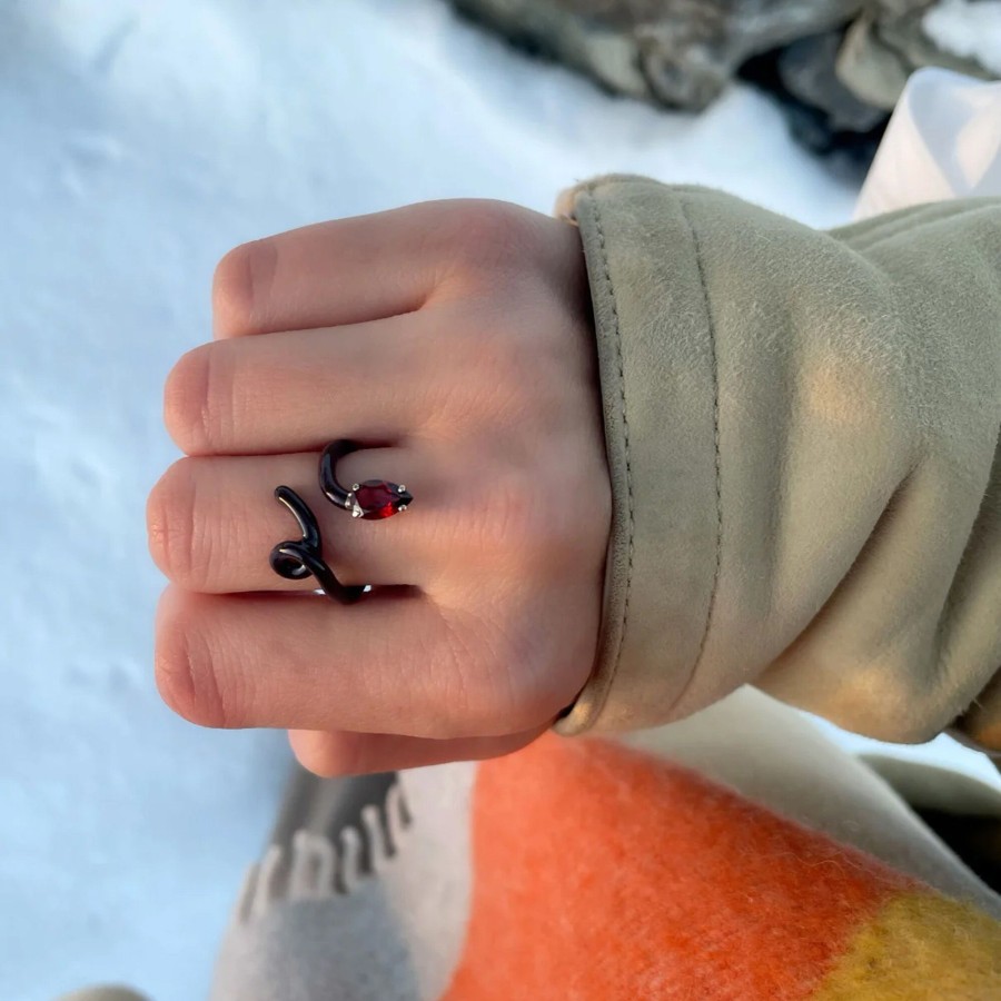 Jewelry Bea Bongiasca | Baby Vine Tendril Ring Cherry Chocolate