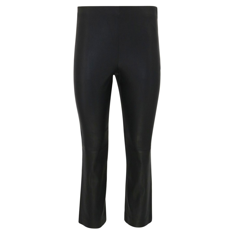Clothing Vince | Stretch-Leather Cropped Legging Black