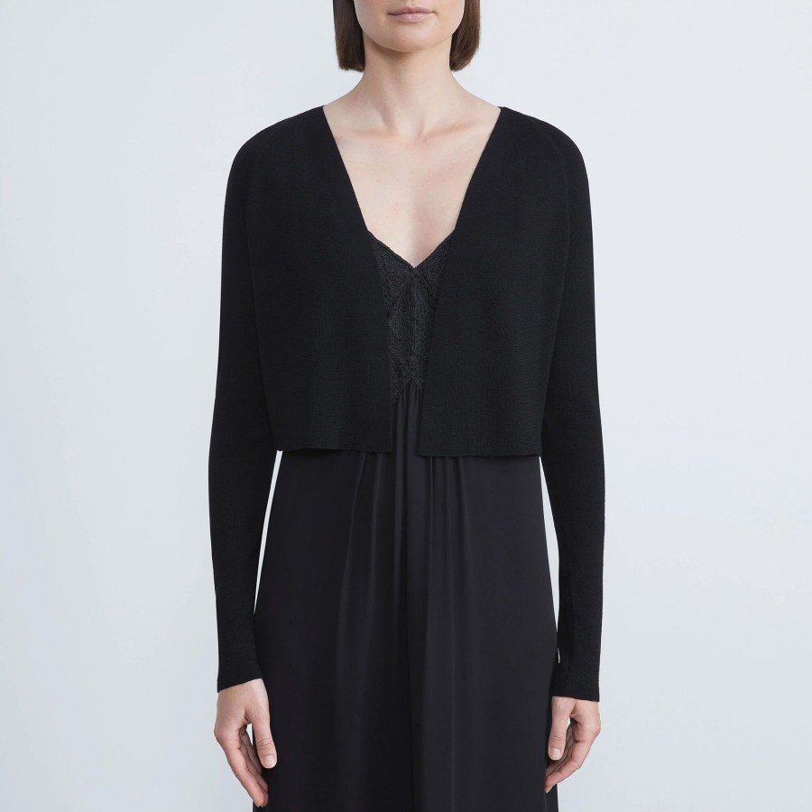 Clothing Lafayette 148 New York | Merino Open Front Cropped Cardigan Black
