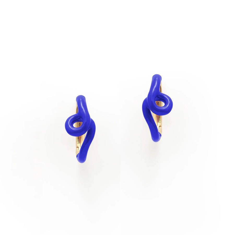 Jewelry Bea Bongiasca | Single Wave Hoop Earrings Deep Blue