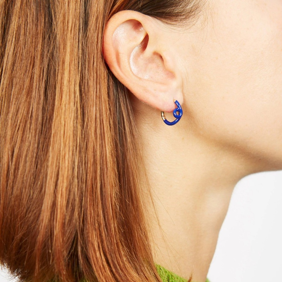 Jewelry Bea Bongiasca | Single Wave Hoop Earrings Deep Blue