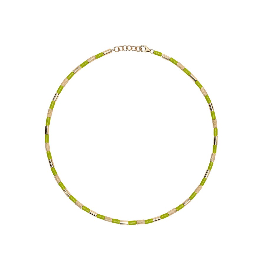 Jewelry Bea Bongiasca | Tubini Necklace Yellow Gold/Pistachio