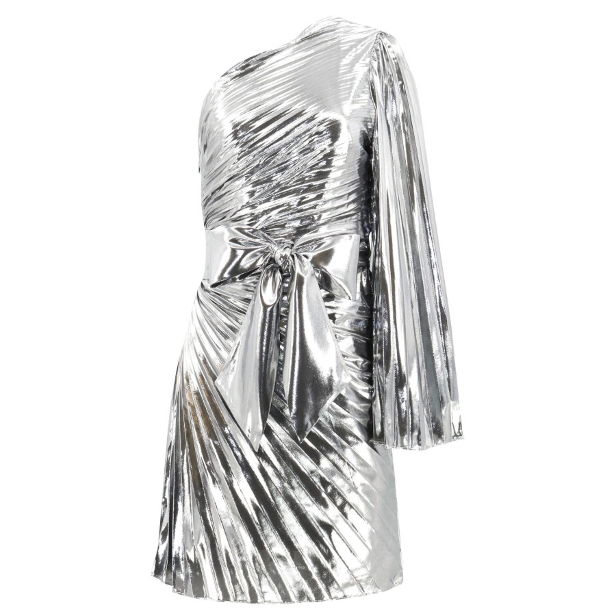 Clothing Milly | Linden Pleated Dress Silver