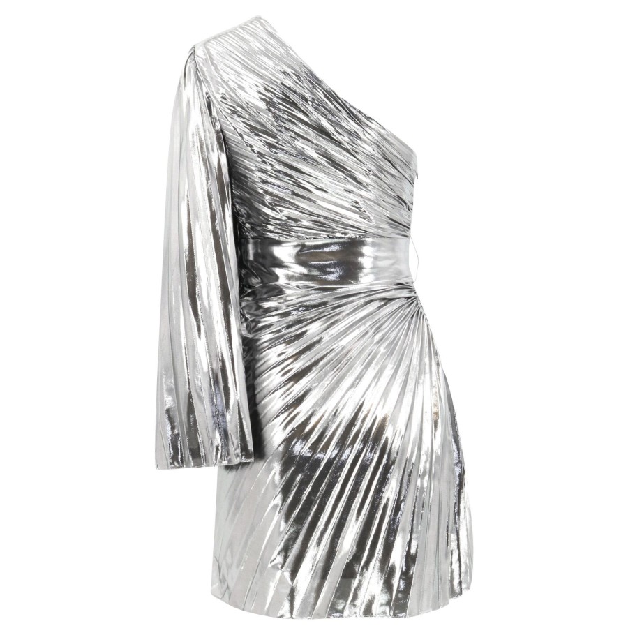 Clothing Milly | Linden Pleated Dress Silver