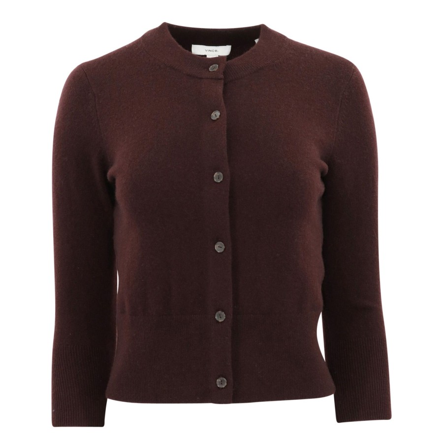 Clothing Vince | 3/4 Sleeve Shrunken Cardigan Black Fig