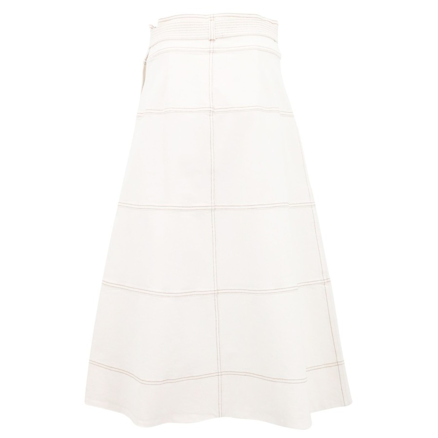 Clothing Tanya Taylor | Hudson Tiered Skirt Chalk