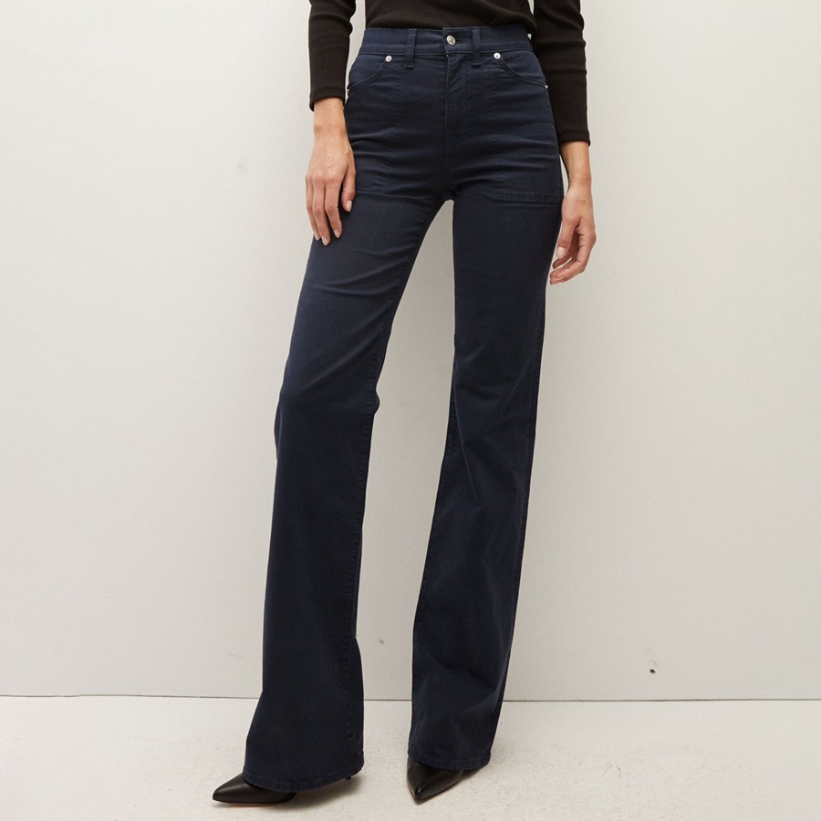 Clothing Veronica Beard | Crosbie Patch Pocket Wide Leg Pant Navy