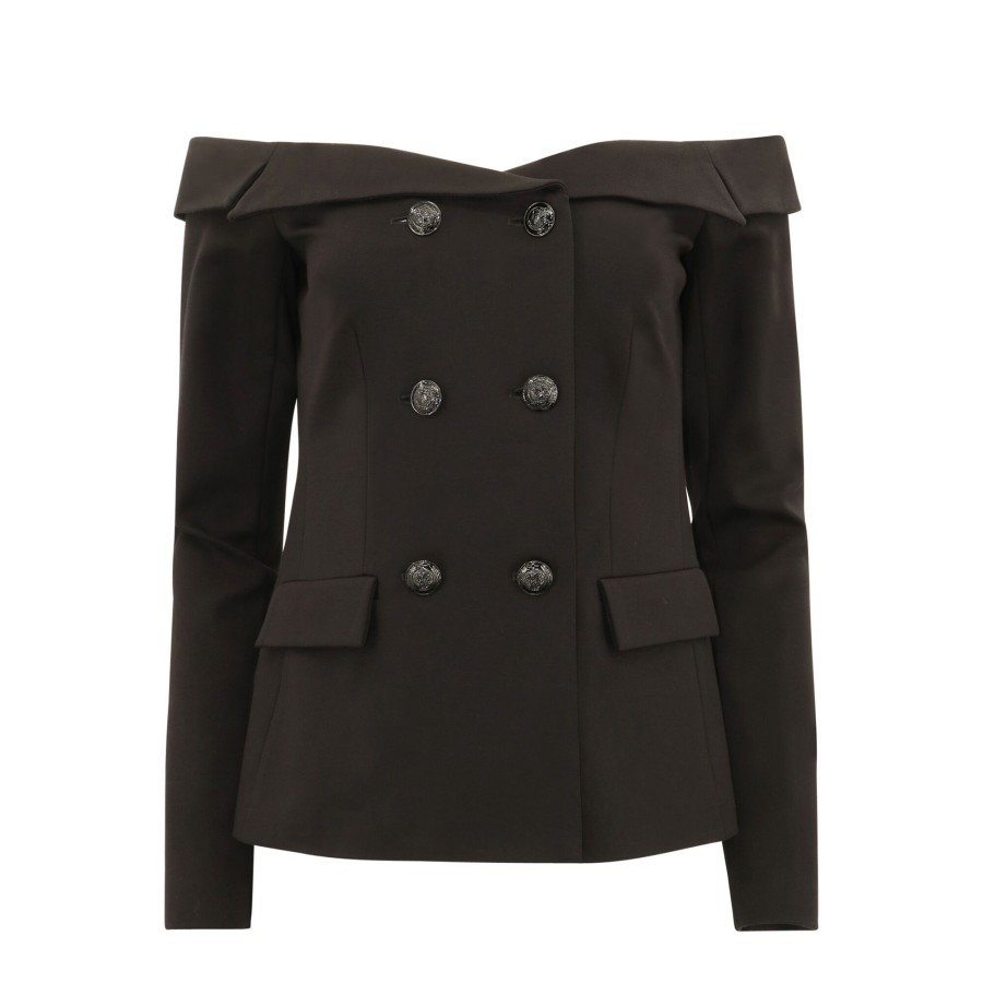 Clothing L'Agence | Stephan Off Shoulder Blazer Top Black