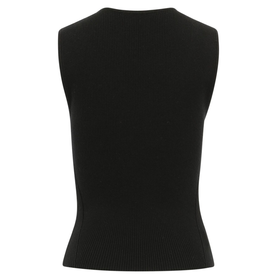 Clothing Derek Lam 10 Crosby | Ariana Ribbed Sweater Tank Black