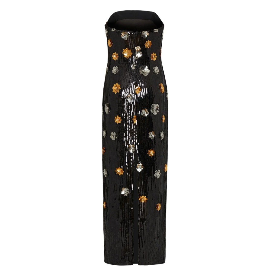 Clothing Milly | Shiloh 3D Floral Sequins Dress Black Multi